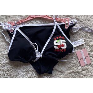 Juicy Couture Team‎ Juicy 95 Contrast Trim Cherries Triangle Bikini Size L NEW